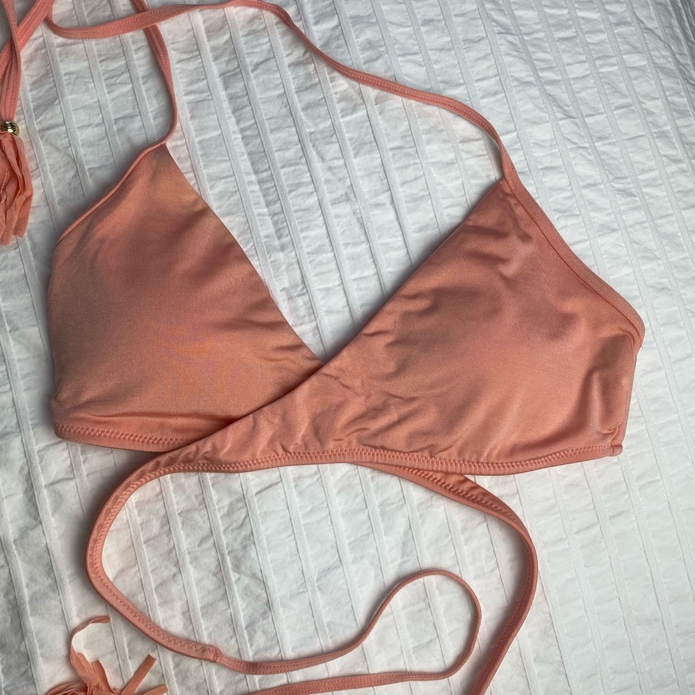 Abercrombie and Fitch Salmon Pink Wrap Around Bikini Top